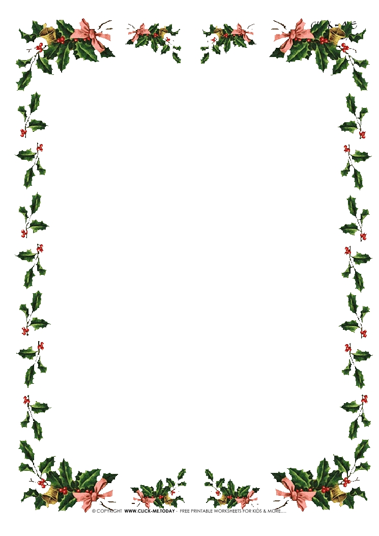 Free printable Christmas stationery with borders of holies 5
